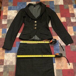 Bisou Bisou Black Denim Skirt Suit
